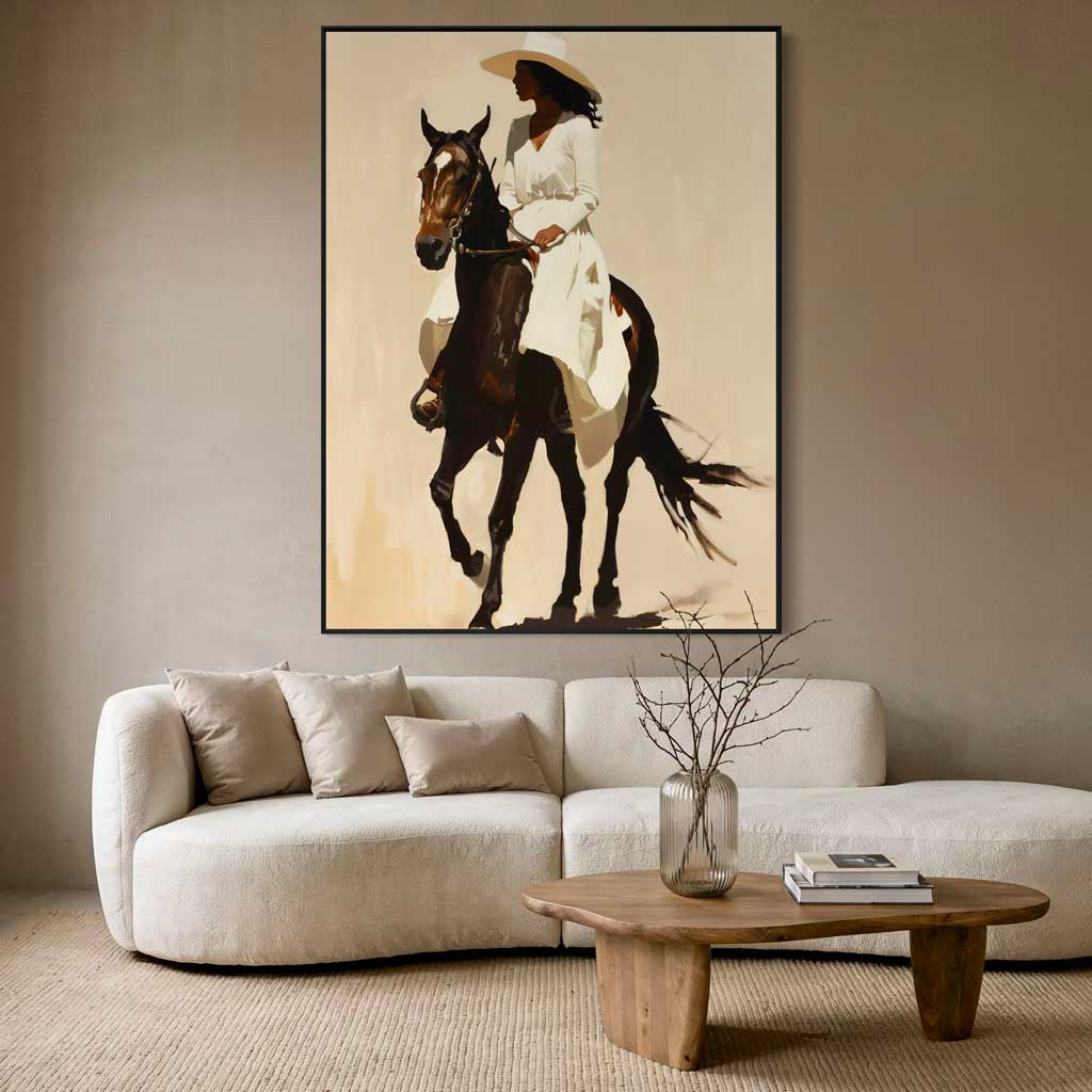 Canvas Print Woman on Horse – Elegant Equestrian Wall Art – casualgallery