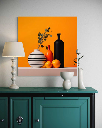 Still Life with Orange Background Leinwandbild