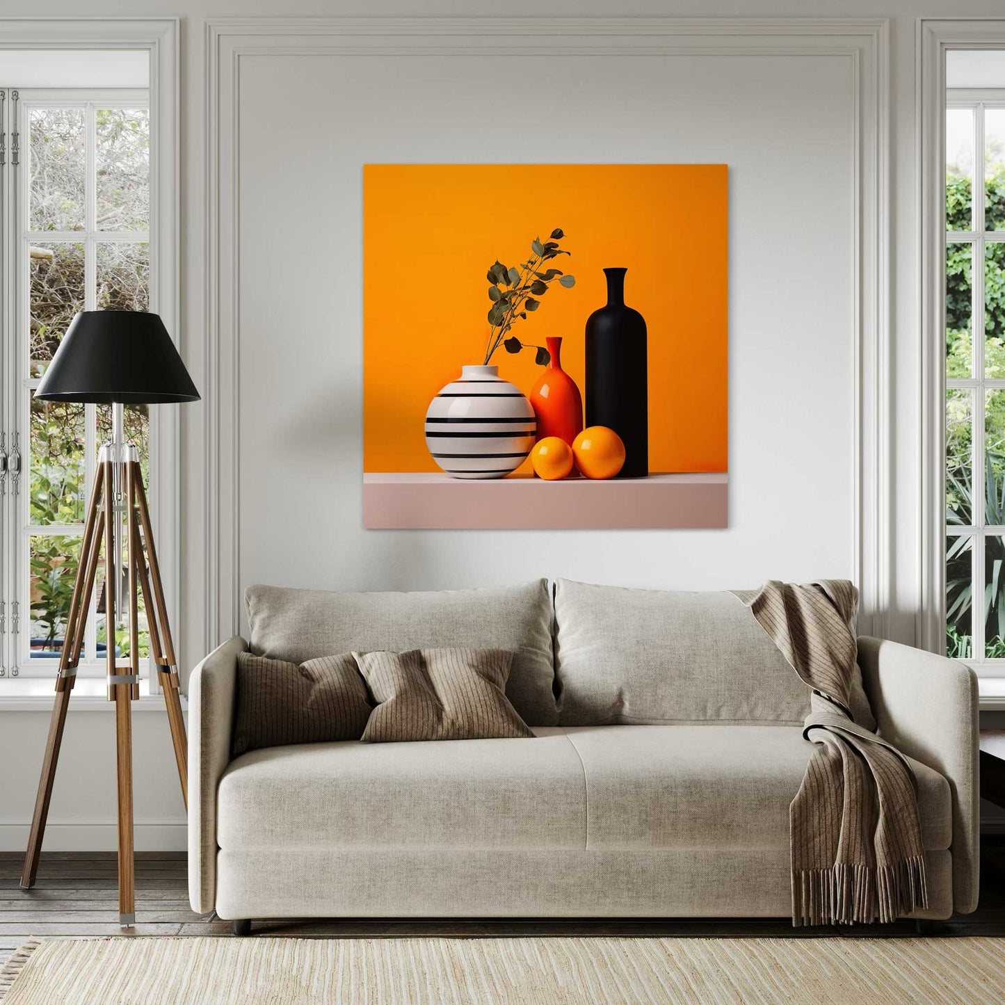 Still Life with Orange Background Leinwandbild