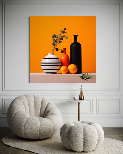 Still Life with Orange Background Leinwandbild